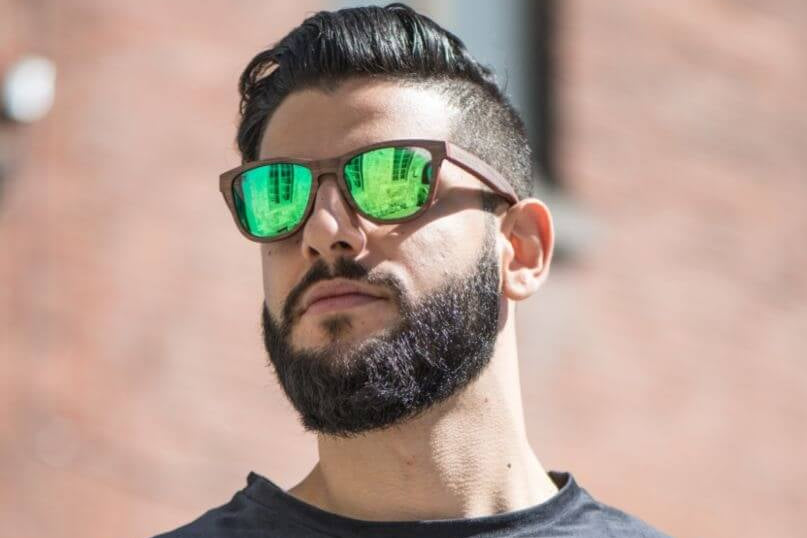 man wearing racer sunglasses
