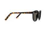 Dash Black, Retro Square Black Sunglasses with tortoise arms – side view