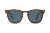 Hunter Brown Sunglasses, retro square wooden sunglasses with grey polarized lens - front view on white background