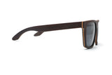 Shade, Black Oversized Square Wooden Sunglasses with grey polarized lenses - Side view