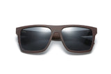 Shade, Black Oversized Square Wooden Sunglasses with grey polarized lenses - front folded view