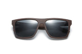 Shade, Black Oversized Square Wooden Sunglasses with grey polarized lenses - front folded view