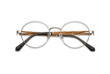 Joy Silver, Silberne Metallbrille rund - gefaltet