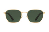 Arlo, Gold, quadratische Retro-Sonnenbrille - Vorderseite