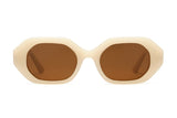 Mia Ivory, Elfenbeinfarbene achteckige geometrische Sonnenbrille - Front