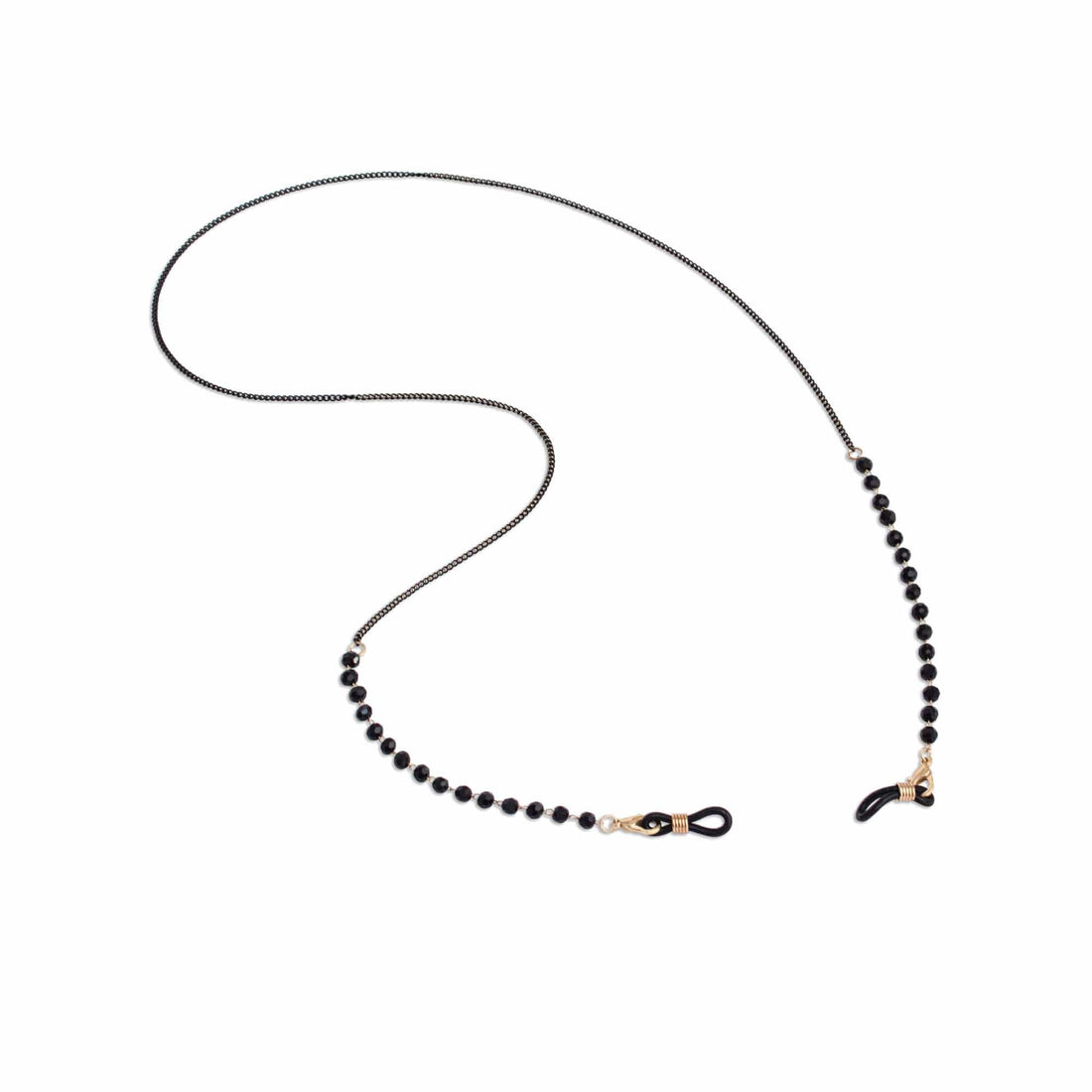 Schwarze Perlenkette für Brillen