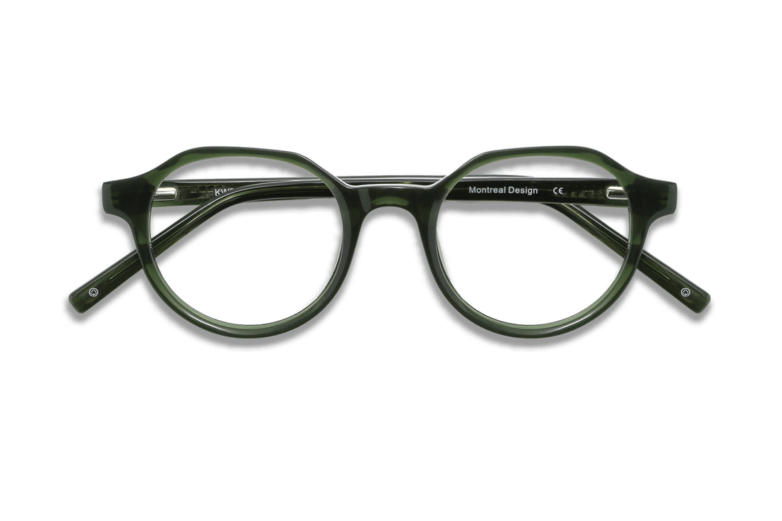 Wonder Green, Gafas redondas geométricas de acetato verde - Plegadas