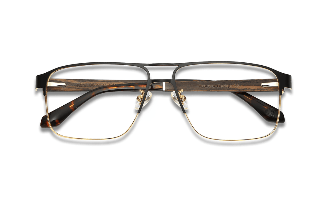Euforia, Gafas Retro Rectangulares de Metal Dorado - Plegadas