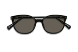 Serene Black, Oval Black Sunglasses with grey polarized lenses - folded front view