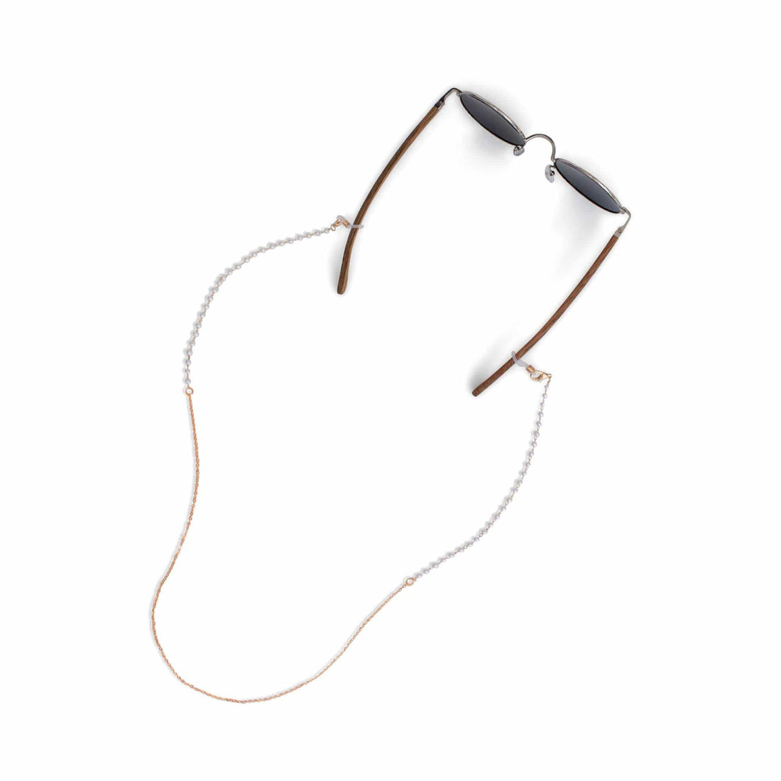 Chaîne de lunettes - Chaîne de lunettes en perles blanches et or