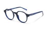 Wonder Navy, Occhiali geometrici rotondi in acetato blu navy - angolati