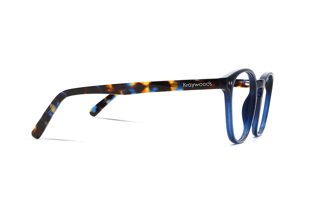 Dare Navy, Occhiali quadrati retrò in acetato blu navy - Lato