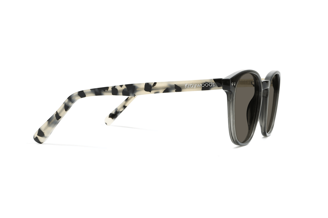 Dare Black, occhiali da sole retro squadrati neri con aste tartarugate - vista laterale