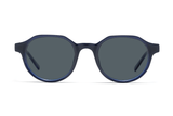 Wonder Navy, Occhiali da sole tondi geometrici blu navy - vista frontale