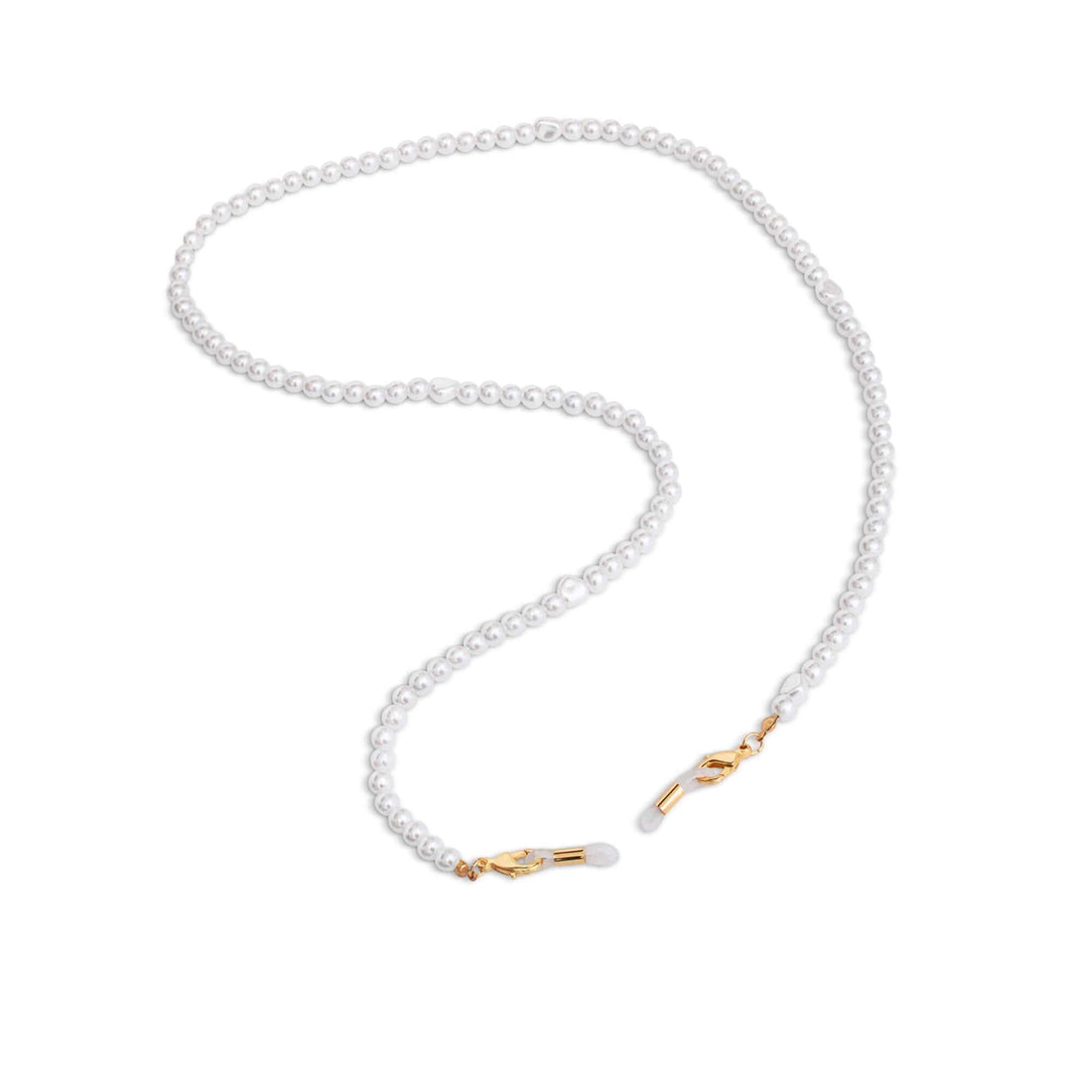 Catena di occhiali con perle bianche