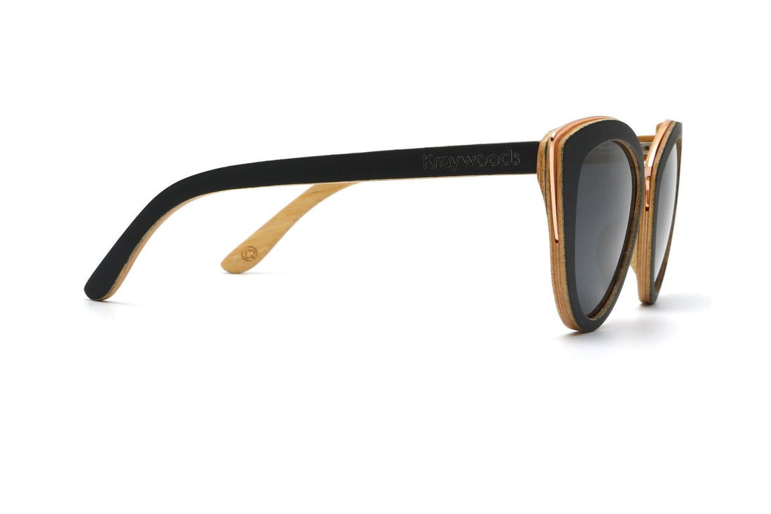 Willow, zwarte oversized zonnebril met kattenogen - Zijkant