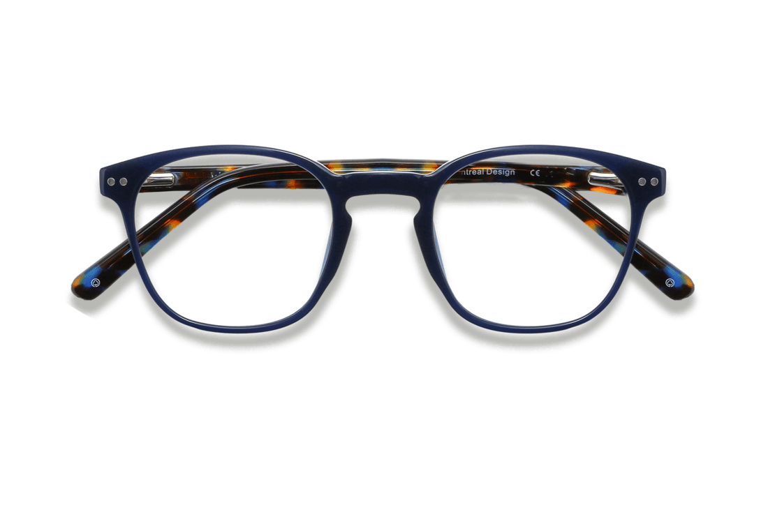 Dare Navy, Retro Vierkante Marineblauwe Acetaatbril - Gevouwen