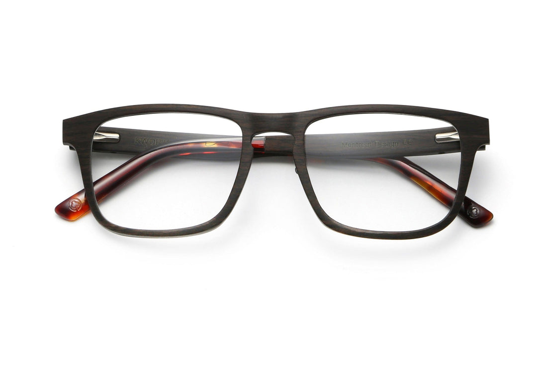 Bold Black, rechthoekige bril van zwart eikenhout - gevouwen