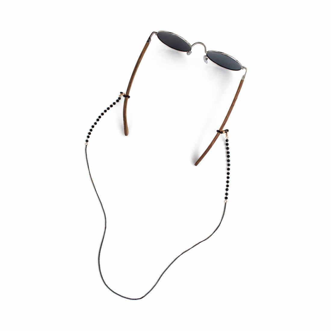 Brillenketting - Zwarte parel & gouden brillenketting