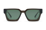 Noir Sunglasses, óculos de sol quadrados pretos de grandes dimensões com lente polarizada verde - vista frontal sobre fundo branco