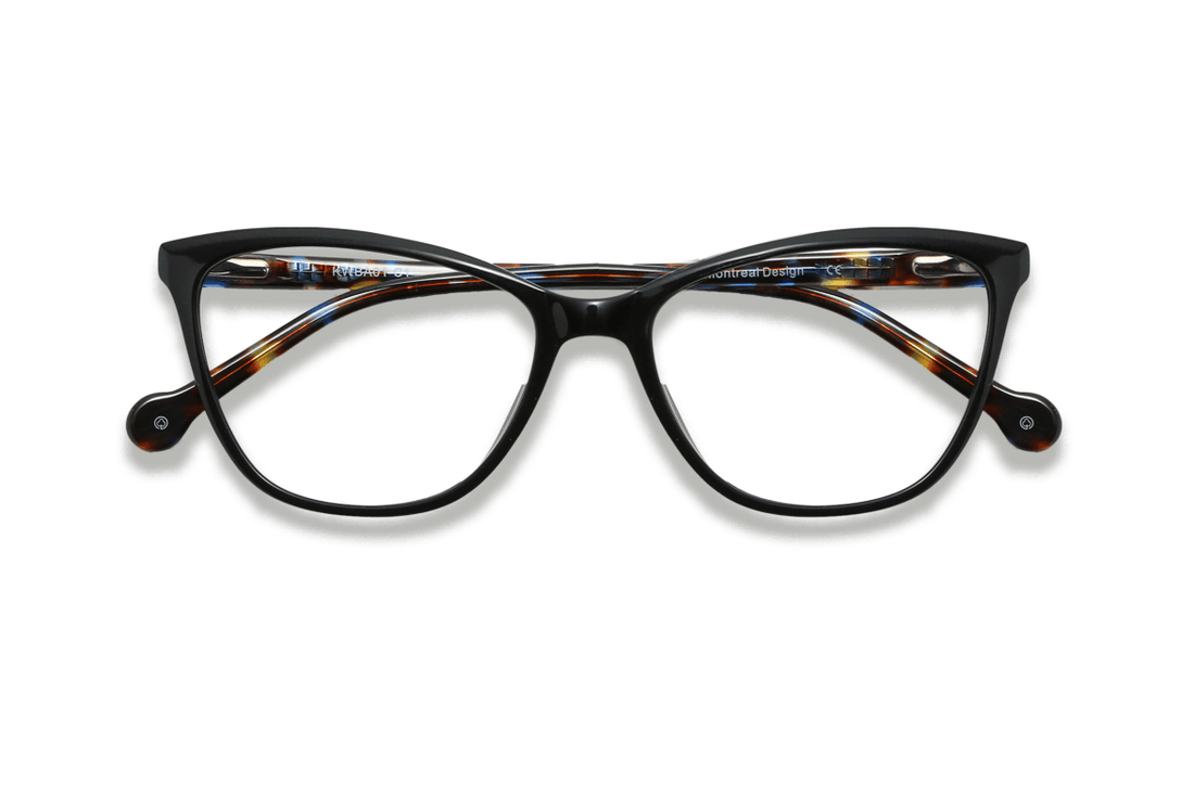 Allure Black, Cat Eye Black Acetate Glasögon - Fällda