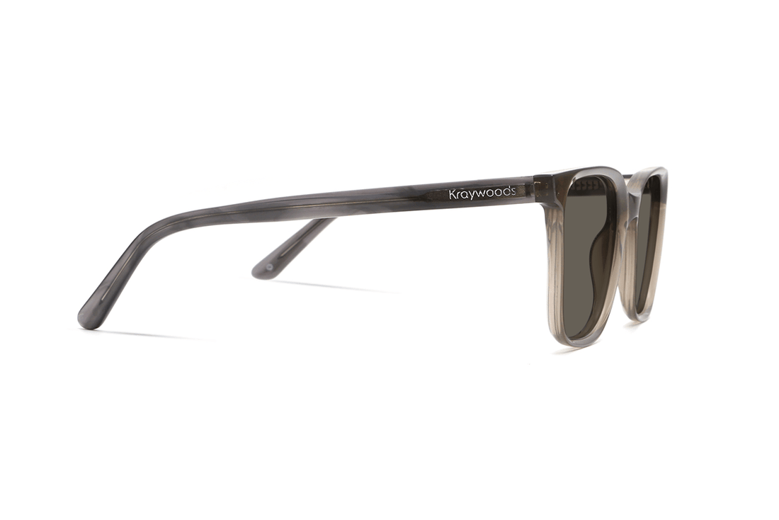 Marvel Grey, Oversized Square Grey solglasögon med grå polariserande linser - vy från sidan