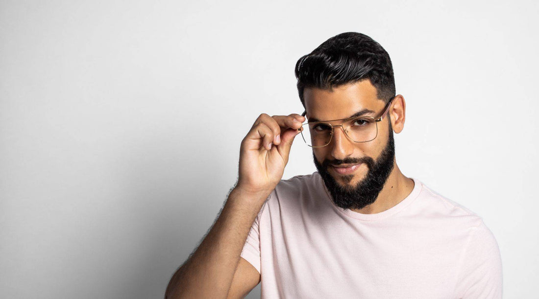 Man wearing eyeglasses for men