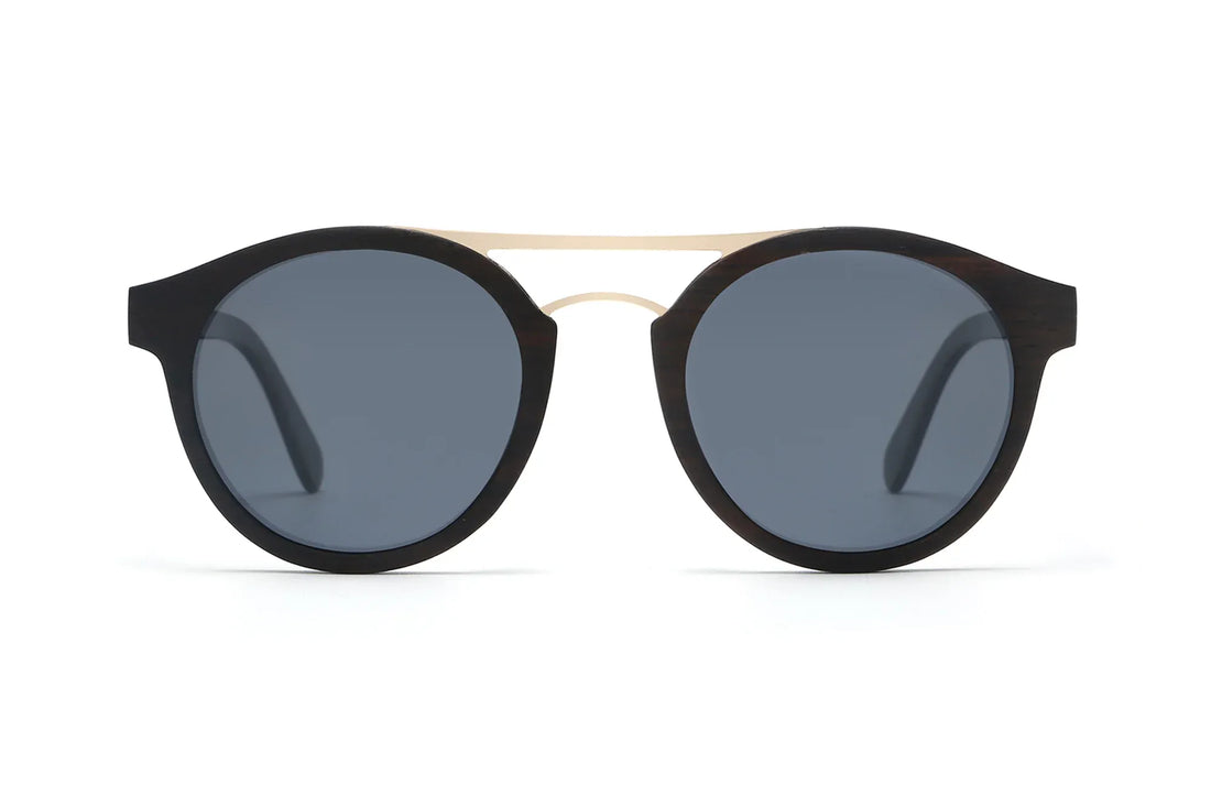 Ash, Wood Vintage Aviator Sunglasses - Front