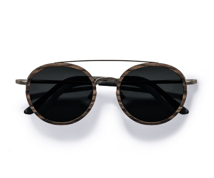 Kraywoods Racer, Square Sunglasses made from Walnut wood with Polarized Green Lenses