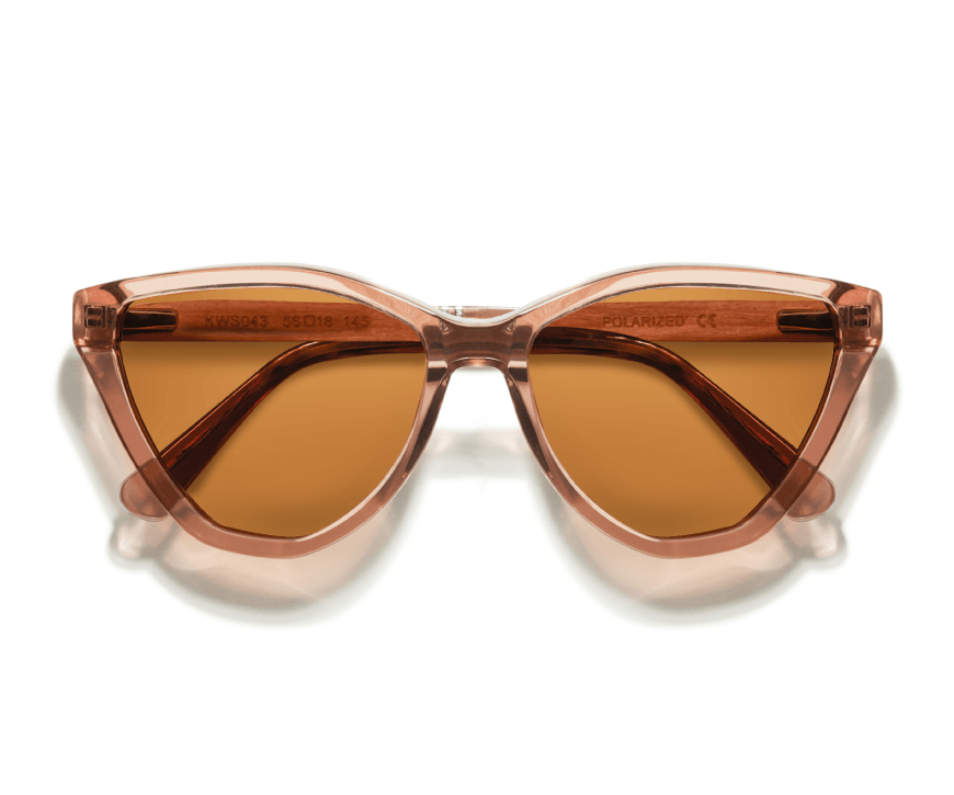 Kraywoods Stella, Tortoise Cat-Eye Sunglasses featuring Bamboo Arms and 100% UV Protection, Polarized Lenses 