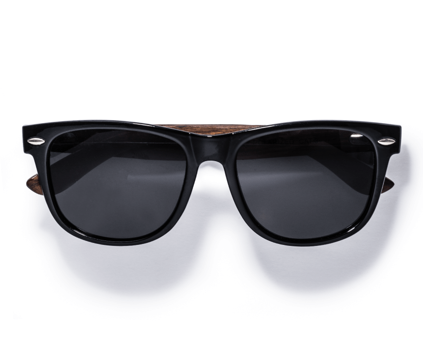 Lunettes de soleil Challenger, lunettes de soleil carrées en bois noir 100% UV polarisées