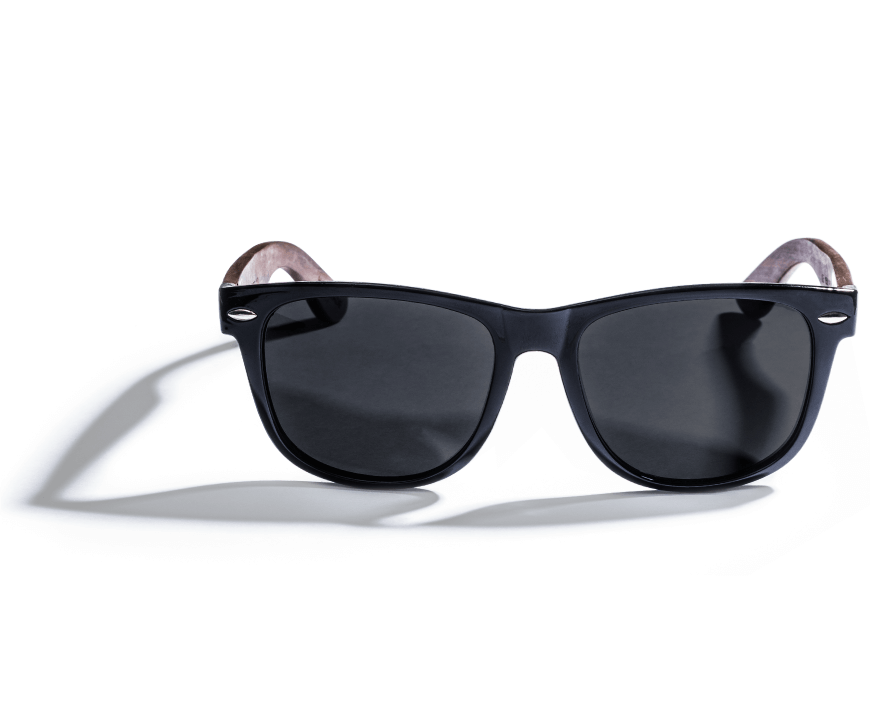 Lunettes de soleil Challenger, lunettes de soleil carrées en bois noir 100% UV polarisées