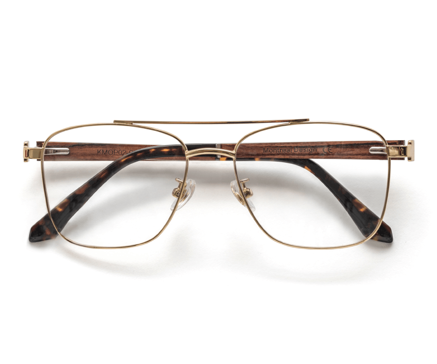 Kraywoods Ash, lunettes de soleil aviateur vintage en bois de noyer et protection UV 100%, verres polarisés