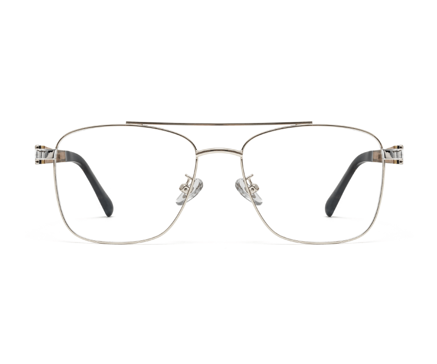 Drive Silver - Retro Square Eyeglasses in Silver Metal