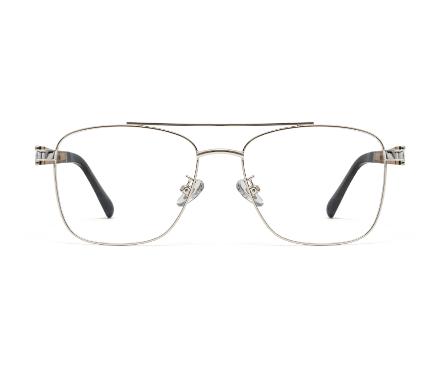 Drive Silver - Lunettes de vue carrées rétro en métal argenté