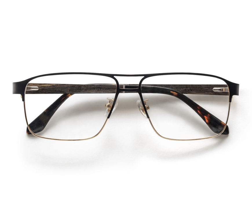 Euphoria Gold - Rectangle two-tone Eyeglasses in Black & Gold Metal