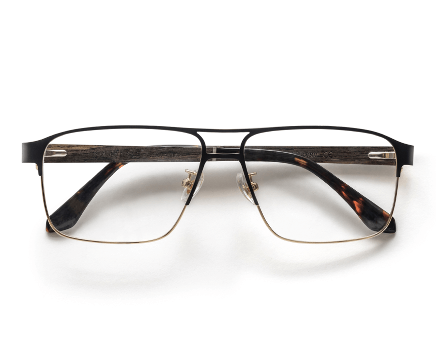 Euphoria Gold - Lunettes de vue rectangulaires bicolores en métal noir et doré