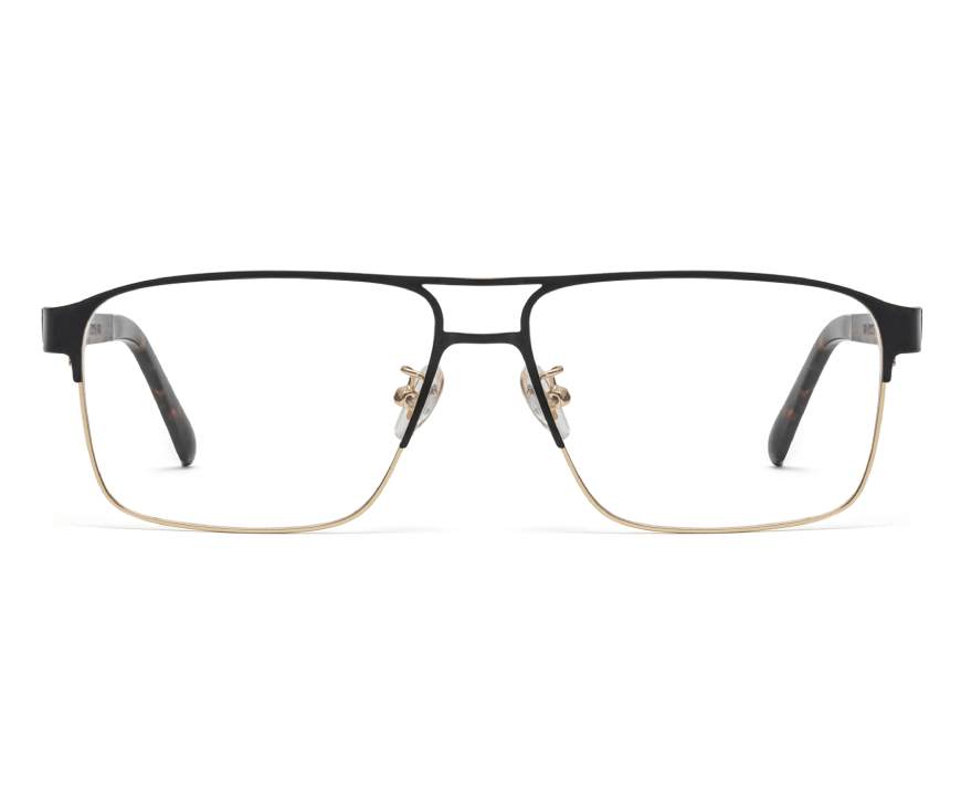 Euphoria Gold - Rectangle two-tone Eyeglasses in Black & Gold Metal