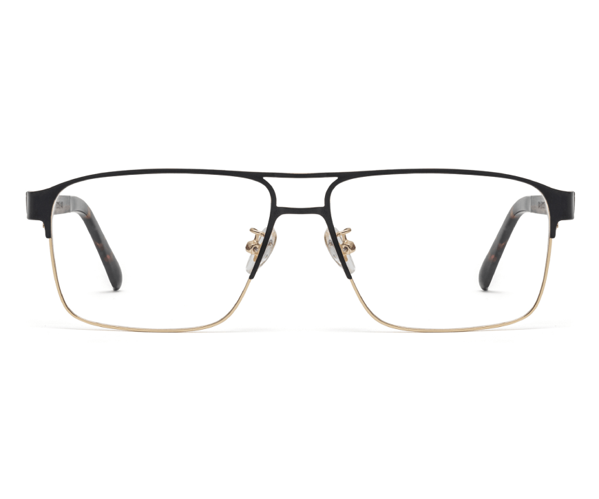 Euphoria Gold - Lunettes de vue rectangulaires bicolores en métal noir et doré