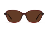 Glee Red, Geometric Red Sunglasses with brown polarized lenses – front view