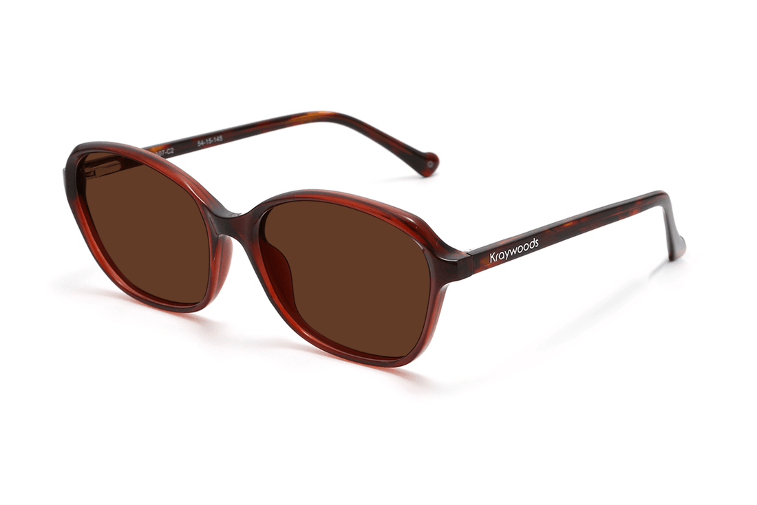 Glee Red, Geometric Red Sunglasses with grey polarized lenses – top oblique view