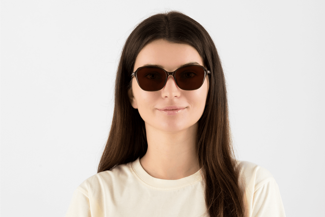 Woman wearing Glee Red, Geometric Red Acetate Glasses