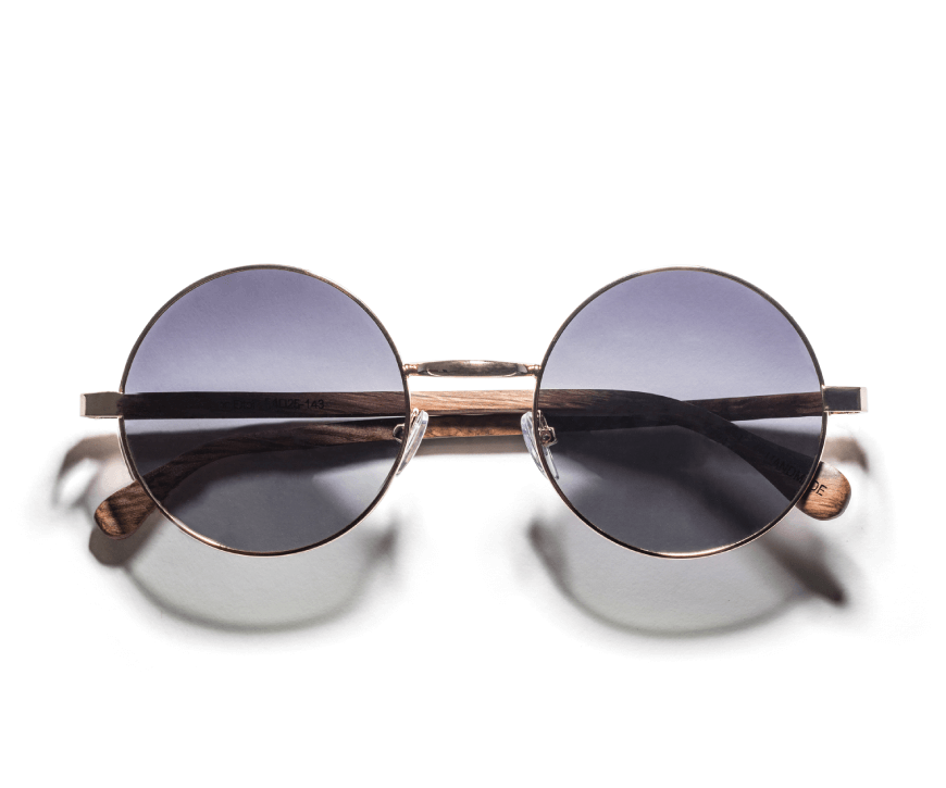 Kraywoods Birch, lunettes de soleil rondes surdimensionnées en bois d'ébène avec protection UV à 100 %, verres polarisés