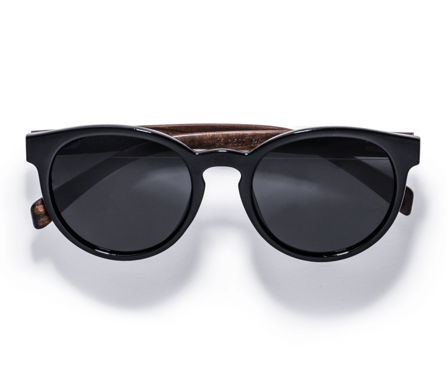 Kraywoods Challenger, Wayfarer Sunglasses Featuring Ebony Wood Arms with 100% UV Protection, Polarized Lenses