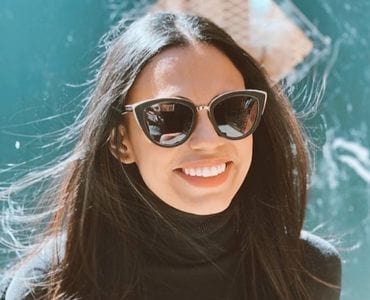 Woman wearing cat-eye women's sunglasses