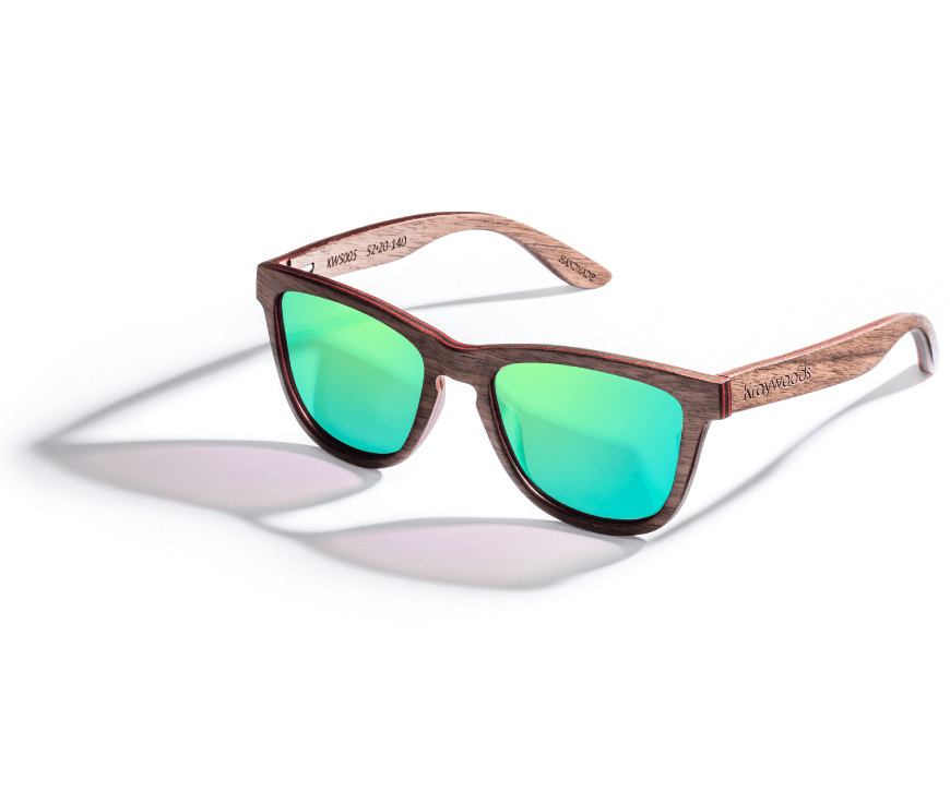 Racer Sunglasses, Wood Polarized Green Mirror Sunglasses