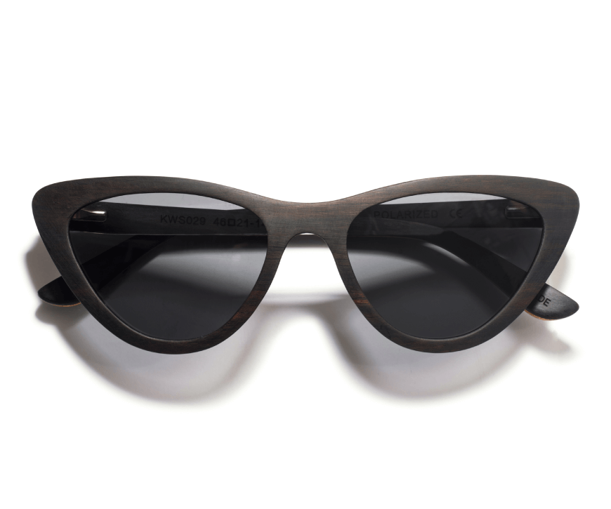 Kraywoods Groove, lunettes de soleil rondes réfléchissantes avec monture transparente et branches en bois de zèbre avec protection UV à 100 %, verres polarisés