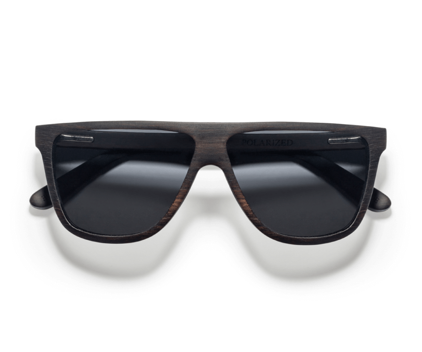 Kraywoods Racer, Square Sunglasses made from Walnut wood with Polarized Green Lenses