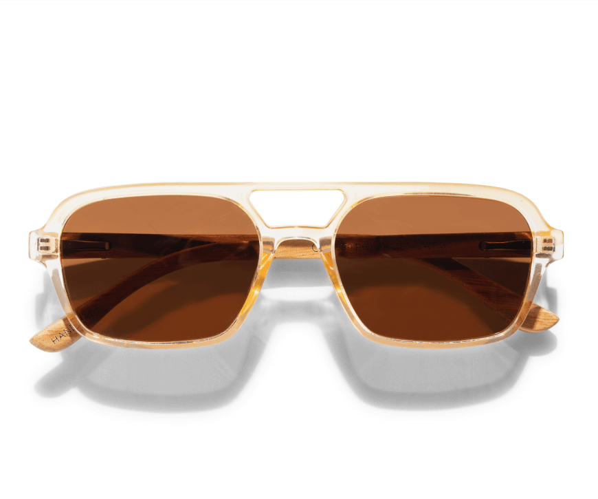 Kraywoods Racer, Square Sunglasses made from Walnut wood with Polarized Green Lenses