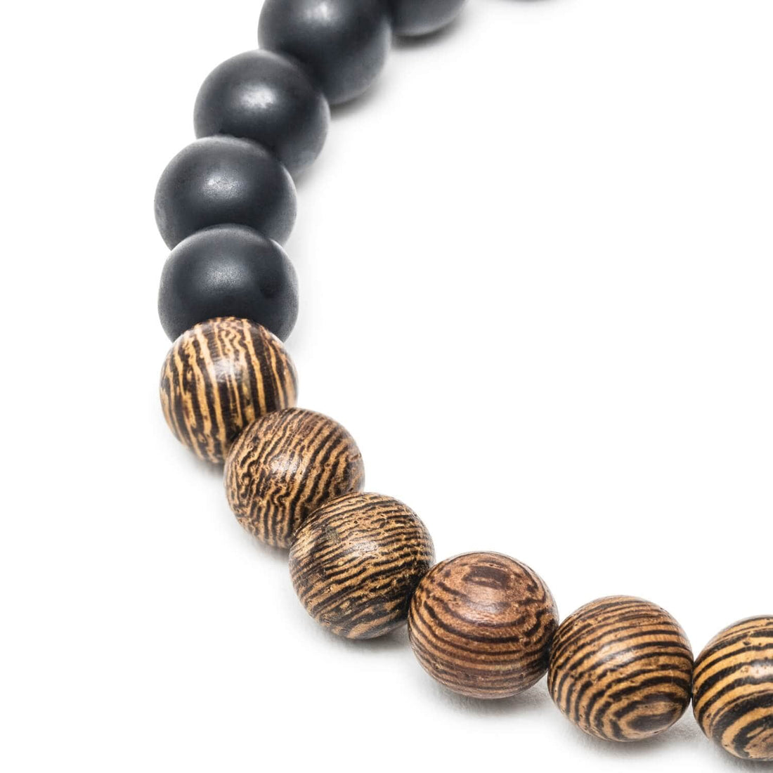 Bracelet Onyx avec perles en bois pour homme